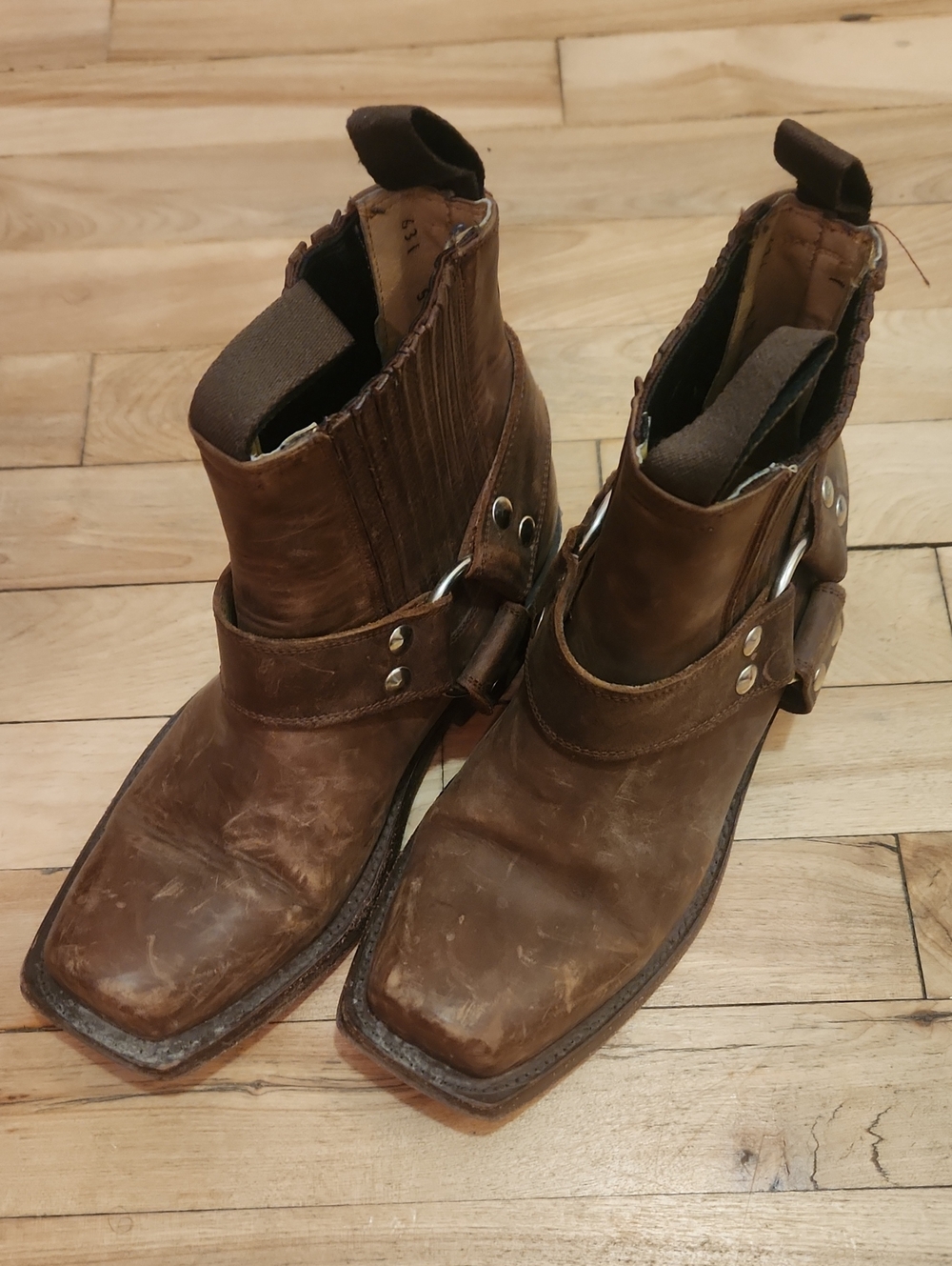 Brown Leather Harness Ankle Boots